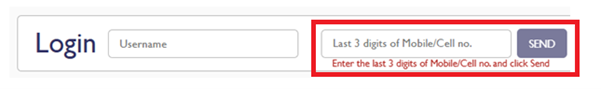 Login - Last 3 digits of mobile number